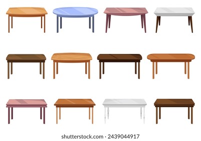 Tables furniture of wood, interior wooden desks. Empty wooden table isolated illustration on white background. Vector illustration of platforms or stands