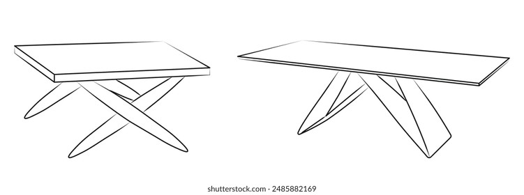 Tables outline, silhouette sketch, front view
