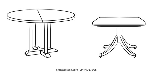 Tables outline, silhouette sketch, front view