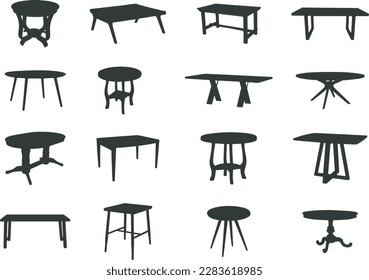 Tables silhouette, Tables SVG, Set of table silhouettes