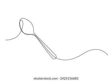 tablespoon continuous line. single line cutlery vector. simple spoon line vector illustration