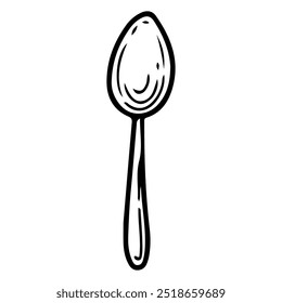 Tablespoon hand drawn doodle. Spoon for eating food. Tableware. Kitchen utensils. Dining table setting. Vector sketch line art illustration.