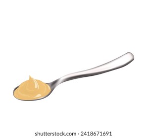 Tablespoon with vanilla pudding, vector
