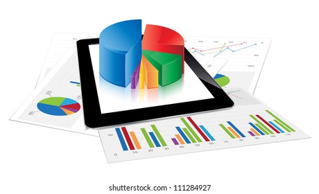 Tablet with 3d pie chart./Tablet Chart