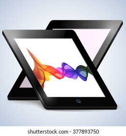 Tablet with abstract background on the screen