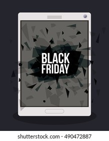 Tablet and abstract icon. Black Friday sale technology and offer theme. Vector illustration