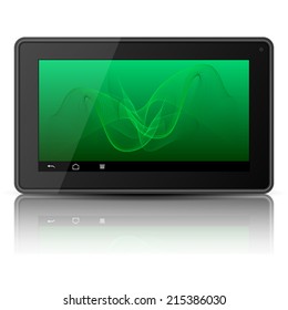 tablet with an abstract pattern on the screen and reflection