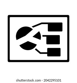Tablet With Analytics Diagram Icon. Black Stencil Design. Vector Illustration.