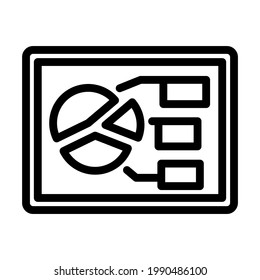Tablet With Analytics Diagram Icon. Bold outline design with editable stroke width. Vector Illustration.