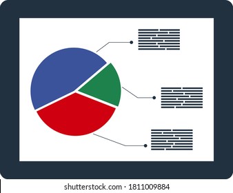 Tablet With Analytics Diagram Icon. Flat Color Design. Vector Illustration.