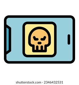 Tablet antivirus icon outline vector. Website privacy. Secure password color flat