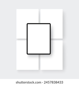 Tablet App Screen Vertical Mockup For Showing Your Mobile Designs, Front View. Vector Illustration