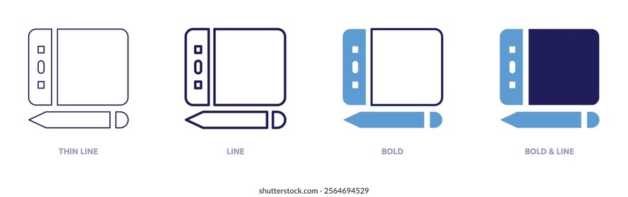 Tablet approvals icon in 4 different styles. Thin Line, Line, Bold, and Bold Line. Duotone style. Editable stroke.