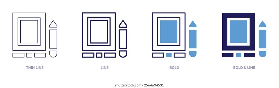 Tablet assistance icon in 4 different styles. Thin Line, Line, Bold, and Bold Line. Duotone style. Editable stroke.