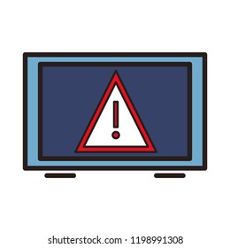 Tablet with attention sign on screen
