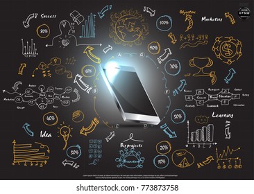 Tablet and Background technology - modern design Idea and Concept Vector illustration Infographic template with  plan Business.