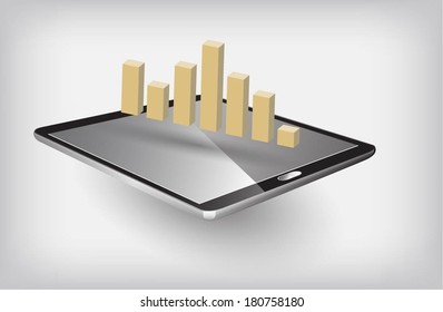 tablet and bar graph