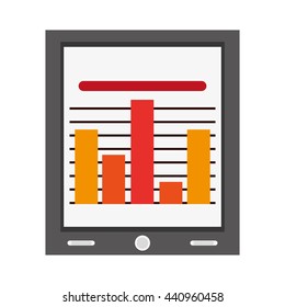 tablet with bar graph , Vector illustration