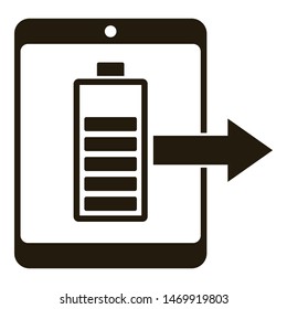 Tablet battery charging icon. Simple illustration of tablet battery charging vector icon for web design isolated on white background
