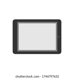 tablet black color with blank touch screen and flare isolated on white background. Vector EPS10