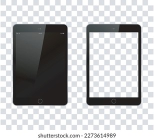 color negro comprimido con pantalla táctil en blanco y brillo aislado en fondo blanco. simulación de dispositivo realista y detallado. ilustración vectorial de stock
