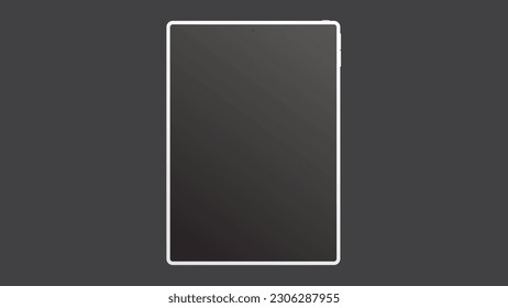 tablet black color with blank touch screen and flare isolated on white background. realistic and detailed device mockup. stock vector illustration