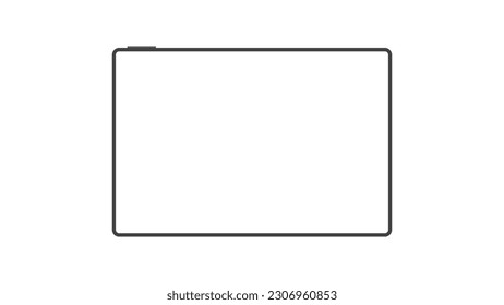 tablet black color with blank touch screen and flare isolated on white background. realistic and detailed device mockup. stock vector illustration