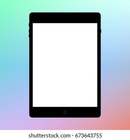 tablet black color with blank touch screen isolated on gradient background. flat design vector illustration eps10