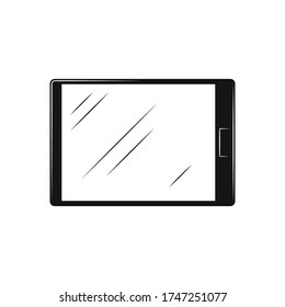 Tablette Schwarzes flaches Design Symbol isoliert auf weißem Hintergrund