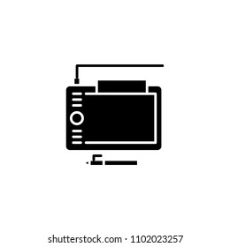 Tablet black icon concept. Tablet flat  vector symbol, sign, illustration.