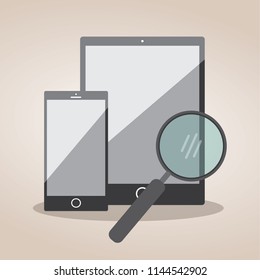 Tablet black and Phone black on background.vector