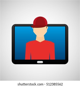 tablet black technology and character hipster vector illustration eps 10