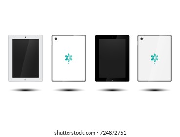 Tablet black. Tablet white. Empty blank screen on background Vector. Realistic Tablet Vector Mockup isolated view.