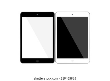 Tablet black and white on white background. Can use website and printing etc