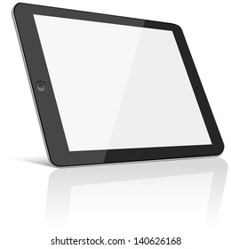 Tablet with Blank Screen - Black tablet with blank, shiny screen isolated on white background.  File is layered.  Eps10 file with transparency.