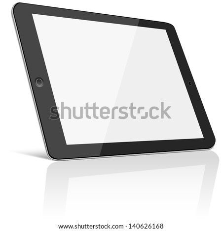 Tablet with Blank Screen - Black tablet with blank, shiny screen isolated on white background.  File is layered.  Eps10 file with transparency.