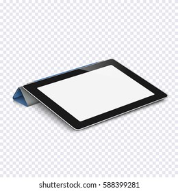 Tablet with blank screen isolated on transparent background. Realistic vector illustration