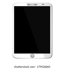 Tablet with Blank Screen - White tablet with blank, shiny screen isolated on white background.