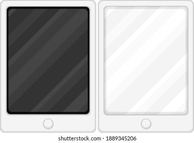 Comprimido con pantalla táctil en blanco y negro aislado en la ilustración de fondo blanco