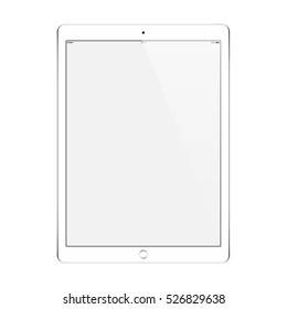 tableta de color blanco estilo ipad con pantalla táctil en blanco aislada en fondo blanco. peajes de ilustración vectorial10