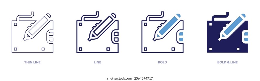 Tablet blog icon in 4 different styles. Thin Line, Line, Bold, and Bold Line. Duotone style. Editable stroke.