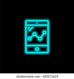 Tablet blue glowing neon ui ux icon. Glowing sign logo vector