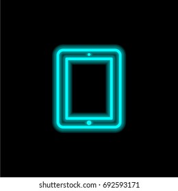 Tablet blue glowing neon ui ux icon. Glowing sign logo vector