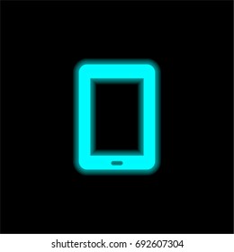 Tablet blue glowing neon ui ux icon. Glowing sign logo vector