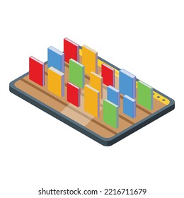 Tablet bookstore icon isometric vector. Online library. Book reading