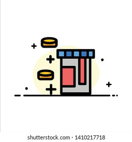 Tablet, Bottle, Healthcare  Business Flat Line Filled Icon Vector Banner Template