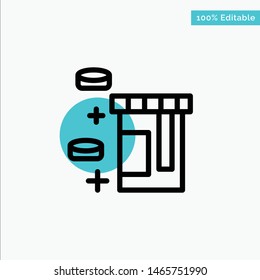 Tablet, Bottle, Healthcare turquoise highlight circle point Vector icon. Vector Icon Template background