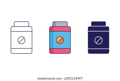 Tablet bottle line and solid illustration icon