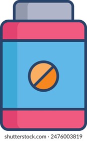 Tablet bottle linear color illustration