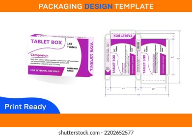 TABLET BOX (1X7 TABLETS) PACKAGING DESIGN TEMPLATE